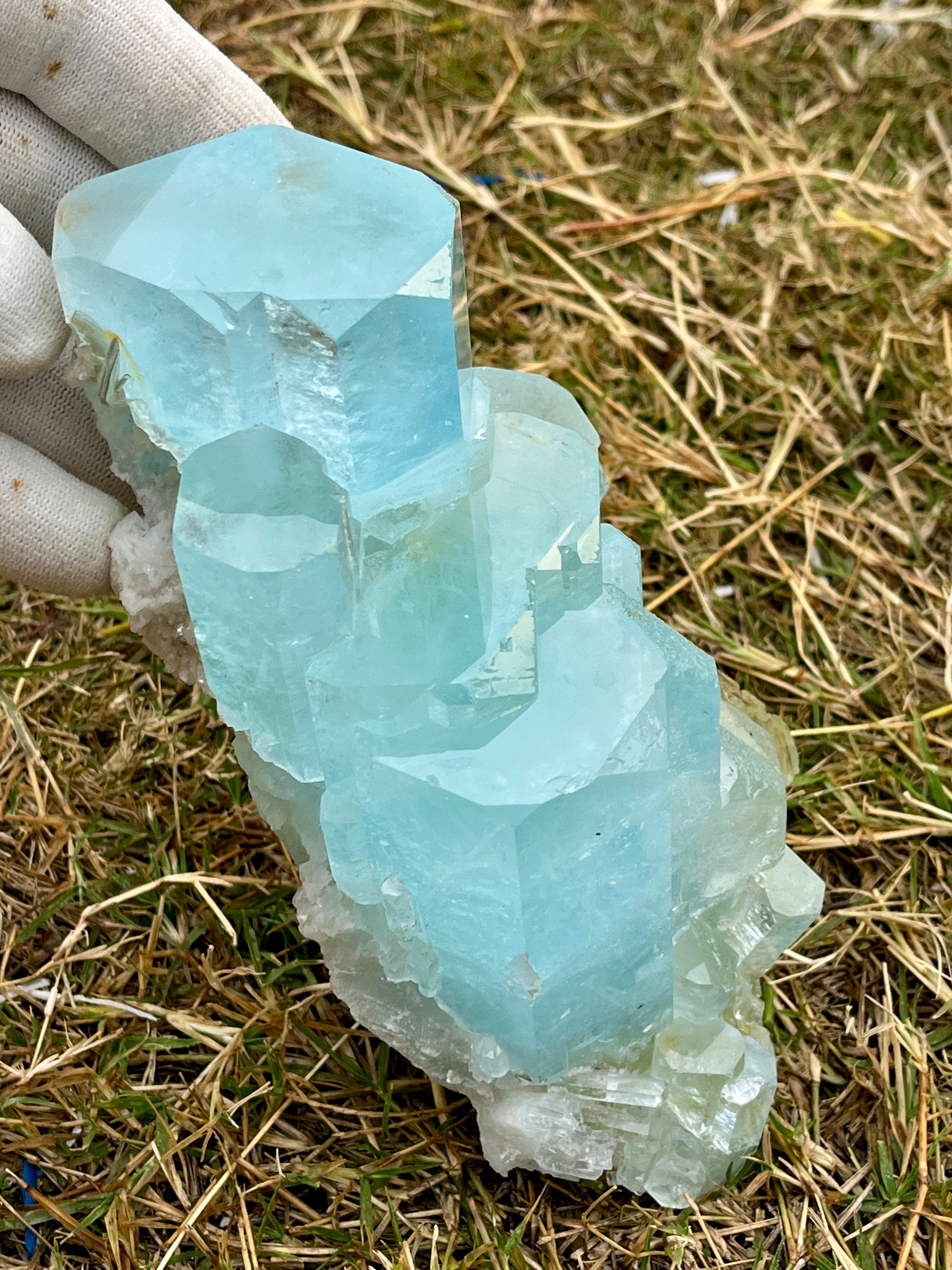 Super nice Step Termination Beautiful high lustrous aquamarine from Nagar valley pakistan